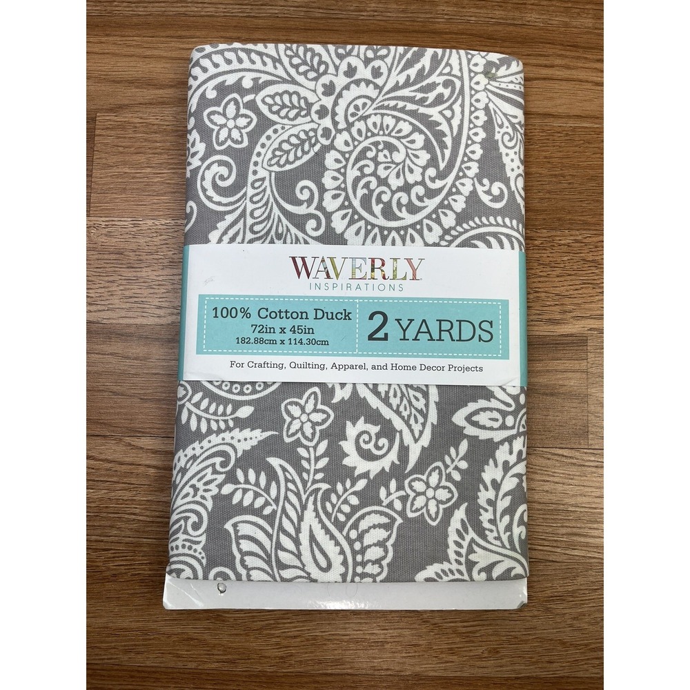 Waverly Inspirations 2 Yards 100% Cotton‎ Duck Material Grey Paisley NEW